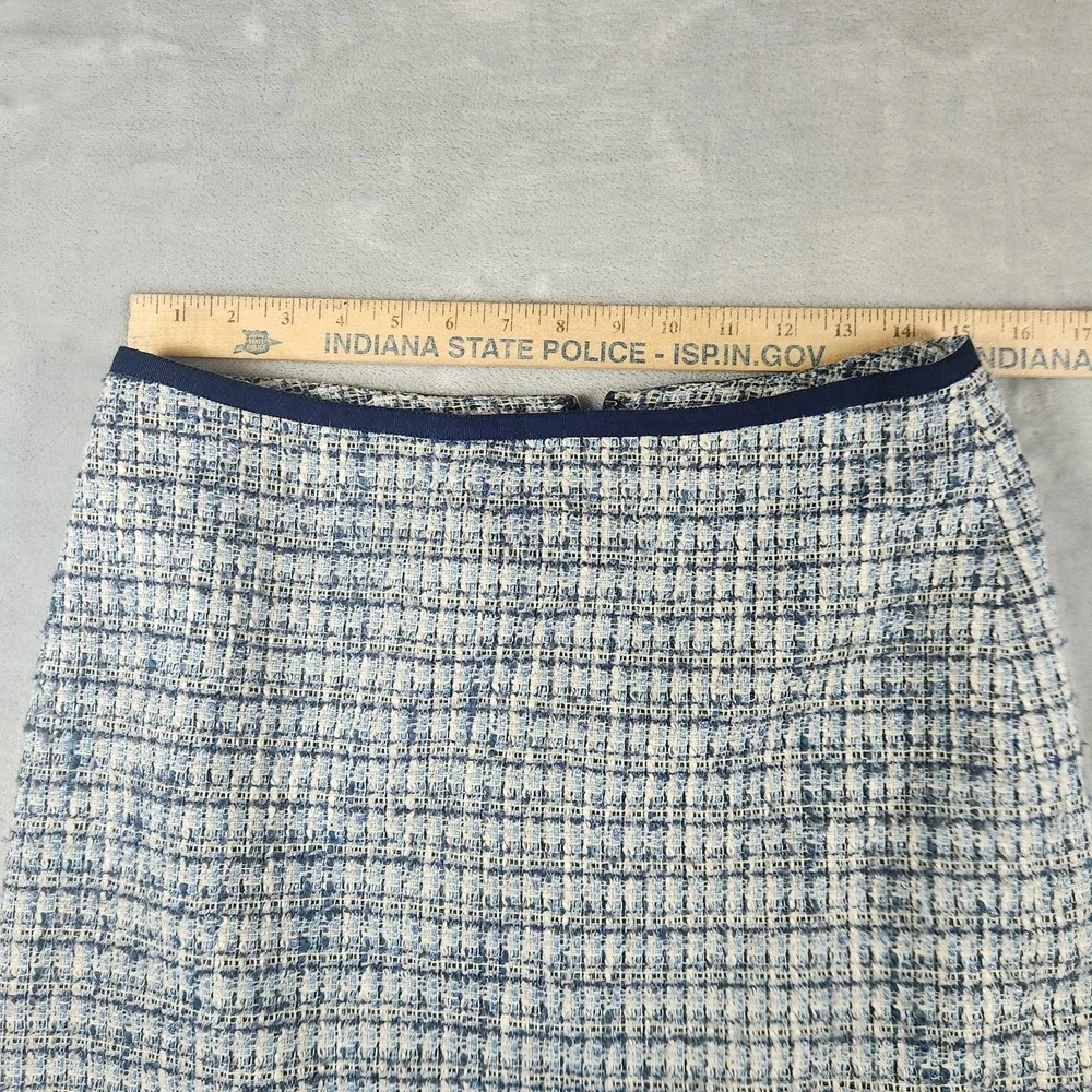 TALBOTS Blue‎ Shimmer Tweed Ruffle-Hem Pencil Skirt Size 6 Business Core Classic